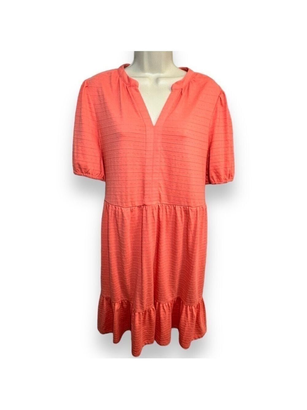Loft Puff Sleeve Flounce Swing Dress Paradise Peach Size Large